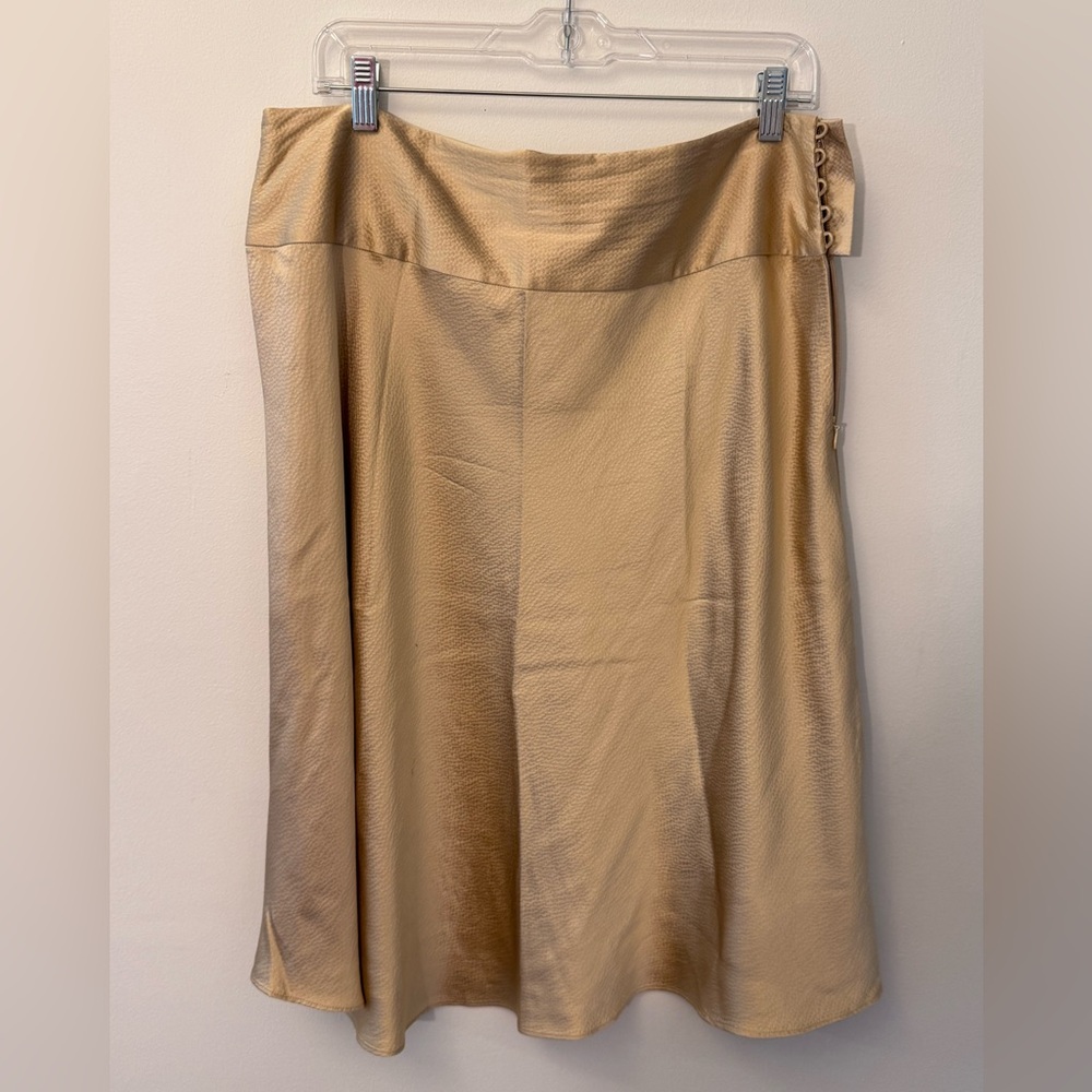 Banana Republic Gold A-Line Midi Skirt Casual